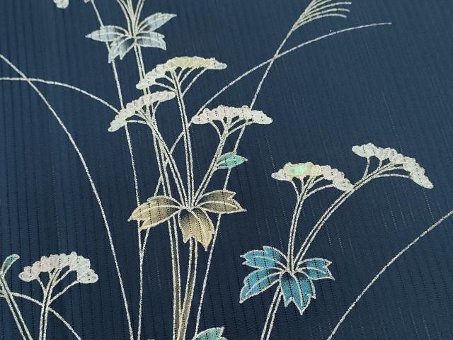 平和屋着物*夏物 訪問着 縦絽 草花文 暈し染め 金銀彩 正絹 逸品 CABB2389ze