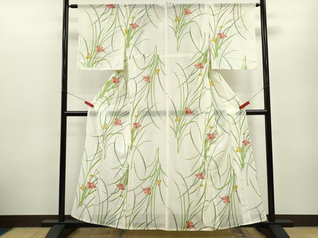 平和屋着物*夏物 小紋 絽 燕子花 正絹 逸品 CABB2390ze