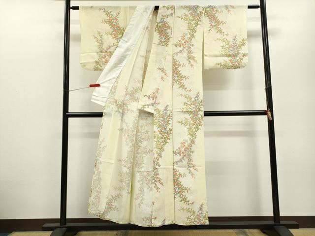 平和屋着物*夏物 小紋 絽 枝花文 正絹 逸品 CABB2392ze