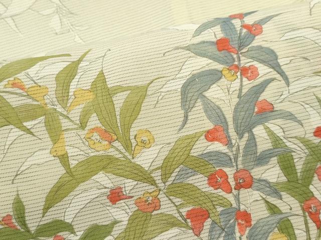 平和屋着物*夏物 小紋 絽 枝花文 正絹 逸品 CABB2392ze