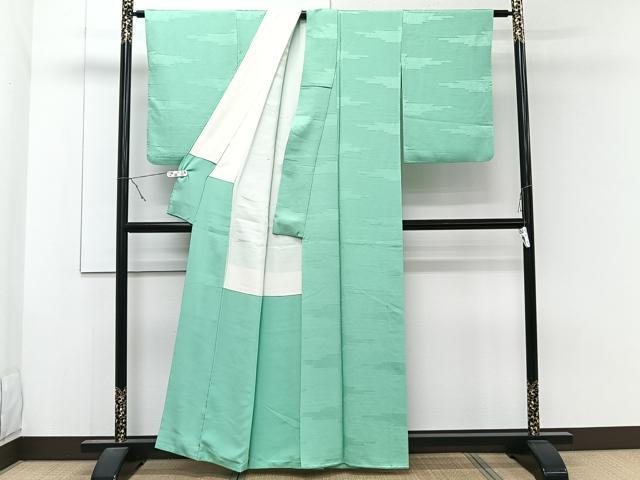 平和屋着物■上質な色無地 絵霞地紋 若竹色 正絹 逸品 CABB2512xi