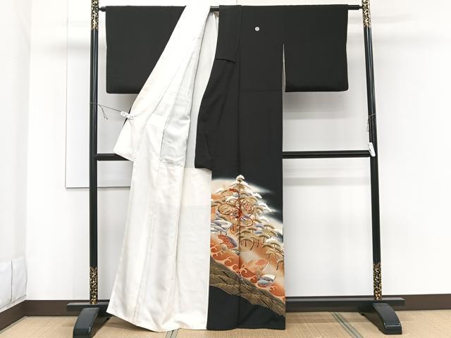 平和屋着物■豪華黒留袖 駒刺繍 花鼓文 金彩 正絹 逸品 CABB2538xi