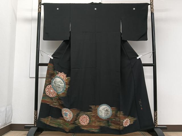 平和屋着物■豪華黒留袖 作家物 手描き 京百景 金閣寺 憲山 暈し染め 金彩 正絹 逸品 CABB2579xi