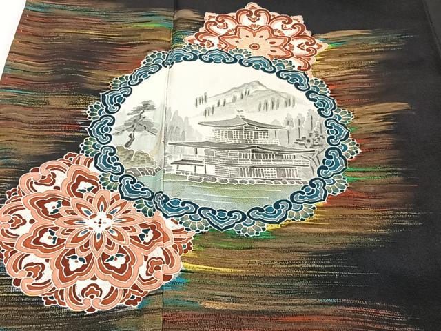 平和屋着物■豪華黒留袖 作家物 手描き 京百景 金閣寺 憲山 暈し染め 金彩 正絹 逸品 CABB2579xi