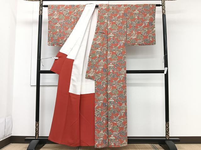 平和屋着物■上質な小紋 陶器更紗花文 正絹 逸品 CABB2606xi