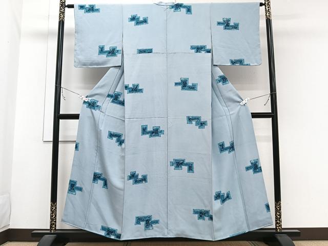 平和屋着物■上質な小紋 ろうけつ染め 幾何学文様 正絹 逸品 CABB2617xi