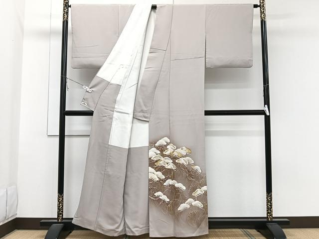平和屋着物■豪華色留袖 手描き 刺繍 立波松文 暈し染め 金銀彩 正絹 逸品 CABB2656xi