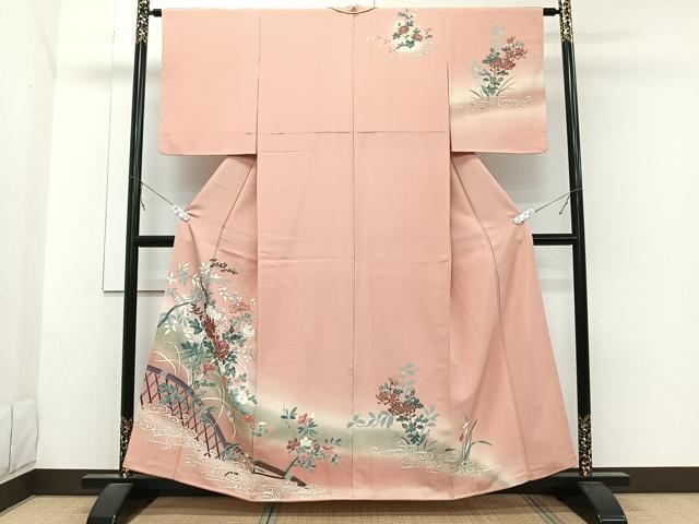 平和屋着物□訪問着 吉祥花鳥文 暈し染め 金銀彩 正絹 逸品