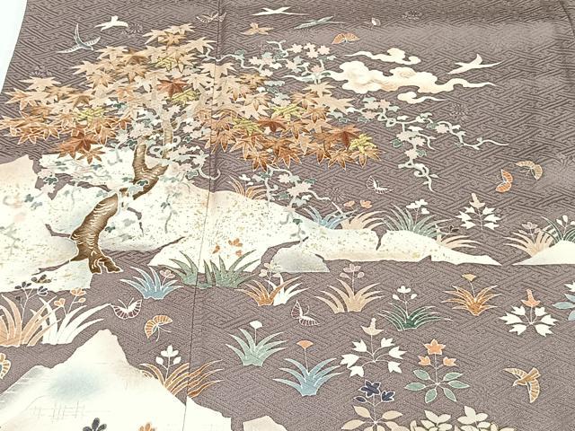 平和屋着物■豪華色留袖 刺繍 花蝶文 金彩 正絹 逸品 CABB2731xi
