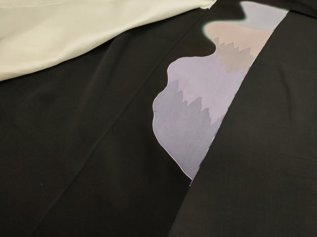 平和屋着物■豪華黒留袖 作家物 富士山 樹林文 暈し染め 正絹 逸品 CABB3288oy