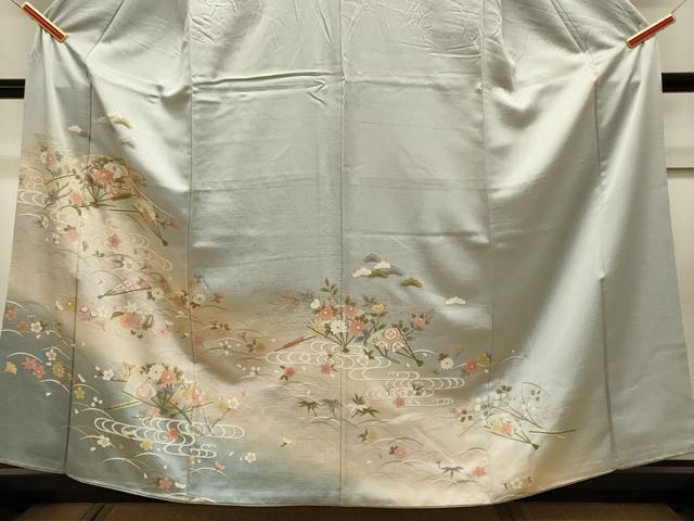 平和屋着物■訪問着 扇面草花文 宝尽くし 暈し染め 金彩 正絹 逸品 CABB3524oy