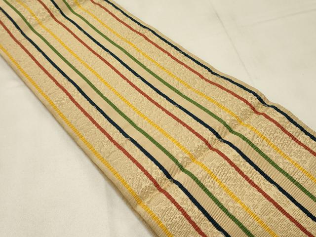平和屋着物●本場筑前博多織　半幅帯　間道　正絹　逸品　DABB9795du 平和屋着物○本場筑前博多織 半幅帯 間道 正絹 逸品 DABB9795du 【公式