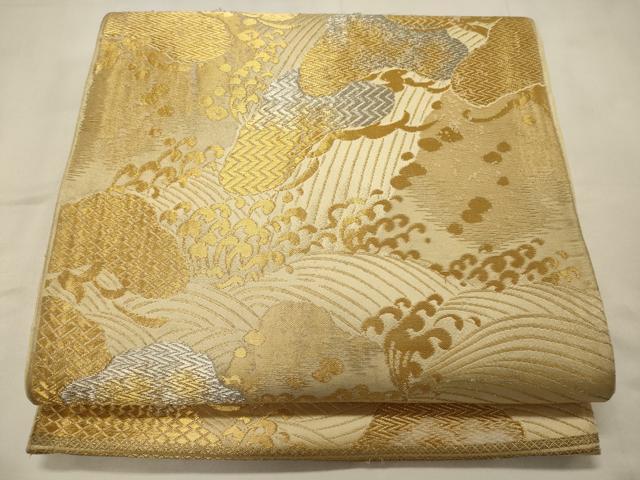 平和屋着物◎六通柄 京袋帯 都緞子 浜松文 金銀糸 正絹 逸品 CABB3588oy