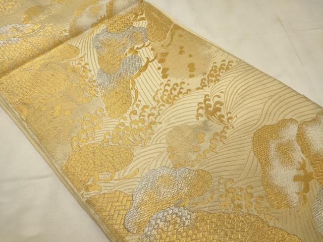 平和屋着物◎六通柄 京袋帯 都緞子 浜松文 金銀糸 正絹 逸品 CABB3588oy