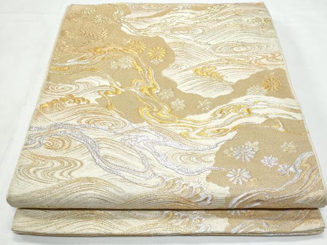 平和屋着物◎六通柄 本袋帯 立波文 金銀糸 正絹 逸品 CABB3696fb