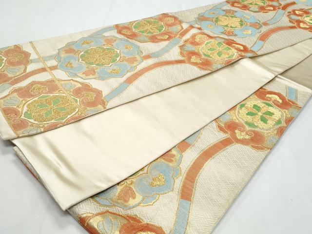 平和屋着物◎六通柄袋帯 立涌正倉院花文 金糸 正絹 逸品 CABB3725fb