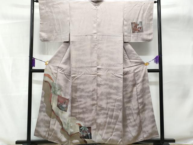 平和屋着物■訪問着 手描き 道長色紙花文 暈し染め 金銀彩 正絹 逸品 CABB3780fb