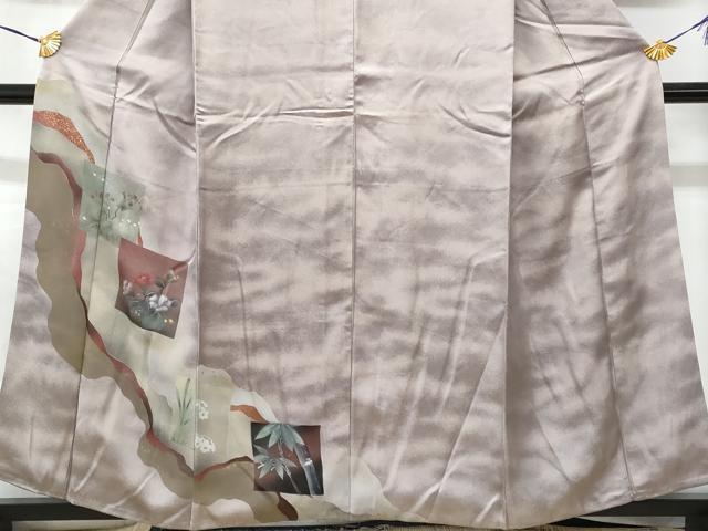 平和屋着物■訪問着 手描き 道長色紙花文 暈し染め 金銀彩 正絹 逸品 CABB3780fb
