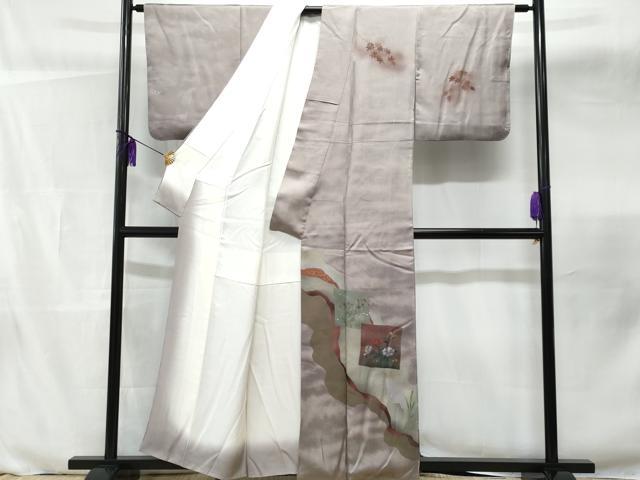 平和屋着物■訪問着 手描き 道長色紙花文 暈し染め 金銀彩 正絹 逸品 CABB3780fb