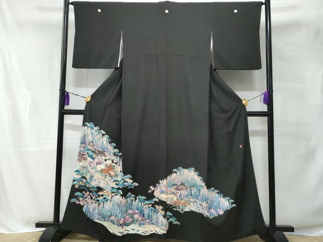 平和屋着物■豪華黒留袖 作家物 刺繍 籬風景文 正絹 逸品 CABB3984fb
