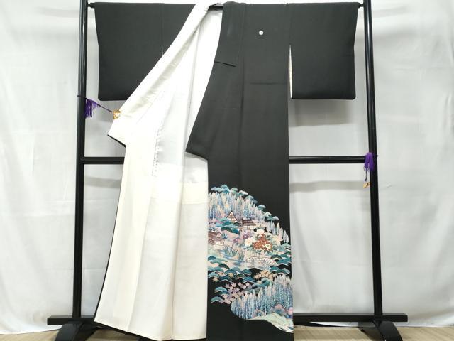 平和屋着物■豪華黒留袖 作家物 刺繍 籬風景文 正絹 逸品 CABB3984fb