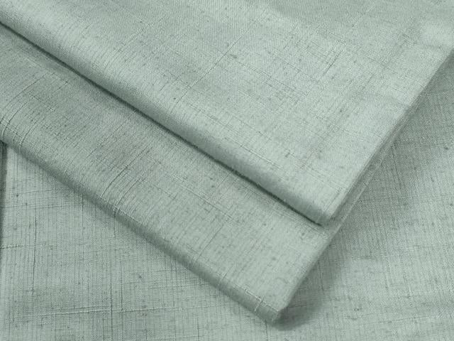 平和屋着物○結城紬 色無地 青白橡色 正絹 逸品 CABB4019yc