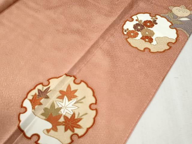 平和屋着物●訪問着 駒刺繍 雪輪枝橘花文 金彩 正絹 逸品 CABB4129yc