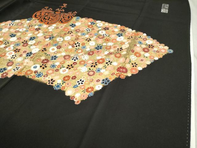 平和屋着物●豪華黒留袖 作家物 刺繍 桐草花文 ラメ糸 金彩 正絹 逸品 CABB4186yc