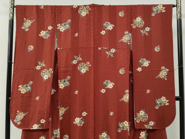平和屋着物●豪華振袖 兎 簪 毬折り鶴梅花文 金彩 京都きもの友禅扱い 正絹 逸品 未使用 CABB4193yc