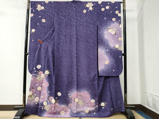 平和屋着物○豪華振袖 舞桜文 ラメ糸 暈し染め 金彩 正絹