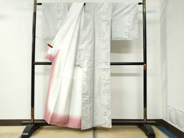 平和屋着物●本場大島紬 白大島 9マルキ 枝花文 正絹 逸品 未使用 CABB4223yc