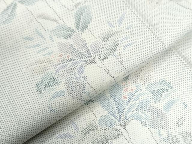 平和屋着物●本場大島紬 白大島 9マルキ 枝花文 正絹 逸品 未使用 CABB4223yc