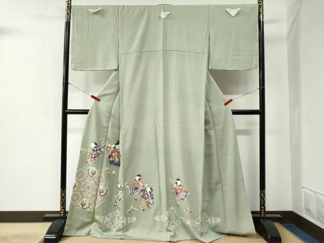 平和屋着物●豪華色留袖 友禅 作家物 人物鳳凰花唐草文 正絹 逸品 未使用 CABB4310yc