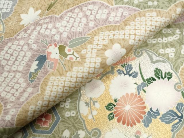 平和屋着物●訪問着 雪輪吉祥草花文 暈し染め 金彩 正絹 逸品 CABB4324yc
