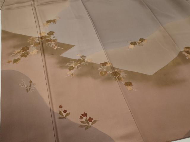 平和屋着物●訪問着 作家物 楓草花文 金彩 正絹 逸品 CABB4343yc