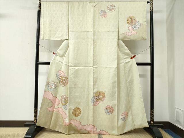 平和屋着物●訪問着 駒刺繍 雪輪花松文 金彩 正絹 逸品 CABB4345yc