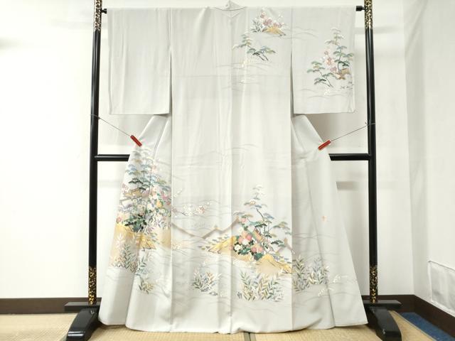 平和屋着物●訪問着　刺繍　松竹梅風景文　暈し染め　金彩　大丸扱い　正絹　逸品　CABB4347yc 平和屋着物○訪問着 刺繍 松竹梅風景文 暈し染め 金彩 大丸扱い 正絹