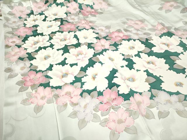 平和屋着物●豪華振袖 雲取り草花文 銀彩 正絹 逸品 CABB4362yc