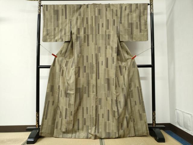 平和屋着物●上質な紬 短冊重ね吉祥文 正絹 逸品 CABB4392yc