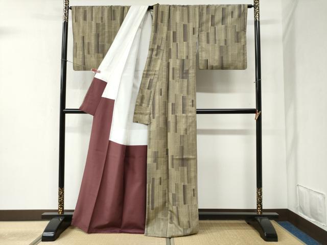 平和屋着物●上質な紬 短冊重ね吉祥文 正絹 逸品 CABB4392yc
