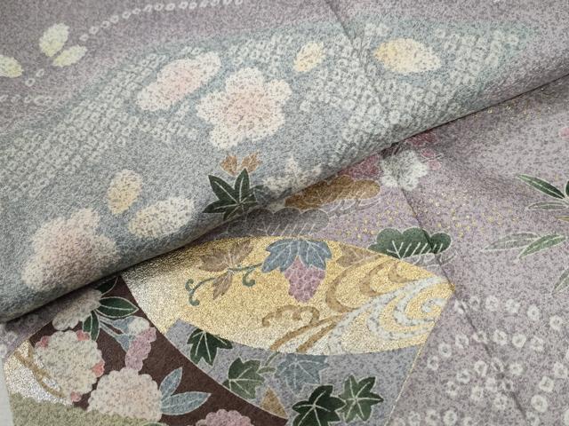 平和屋着物●訪問着 駒刺繍 地紙几帳吉祥花文 暈し染め 金彩 正絹 逸品 CABB4410yc