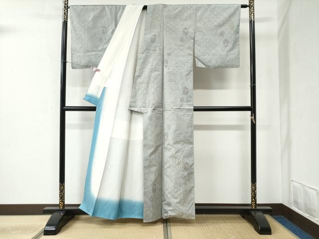平和屋着物●本場大島紬 白大島 9マルキ 仕覆吉祥花文 正絹 逸品 CABB4421yc