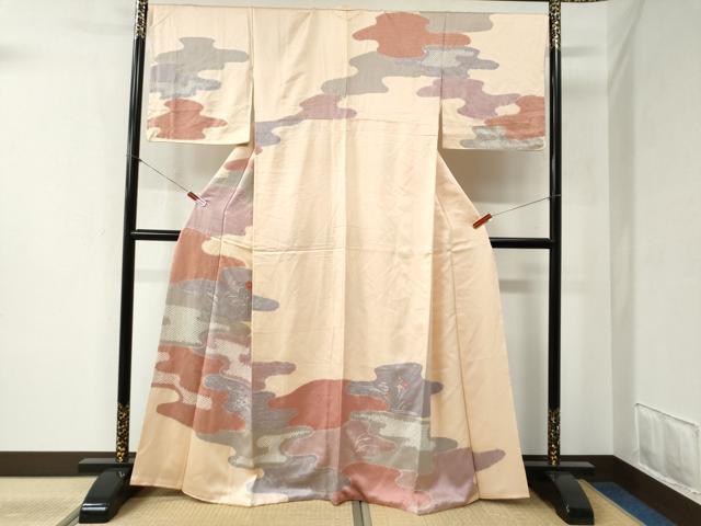 平和屋着物●訪問着 総刺繍 絞り 霞草花文 金彩 正絹 逸品 CABB4430yc