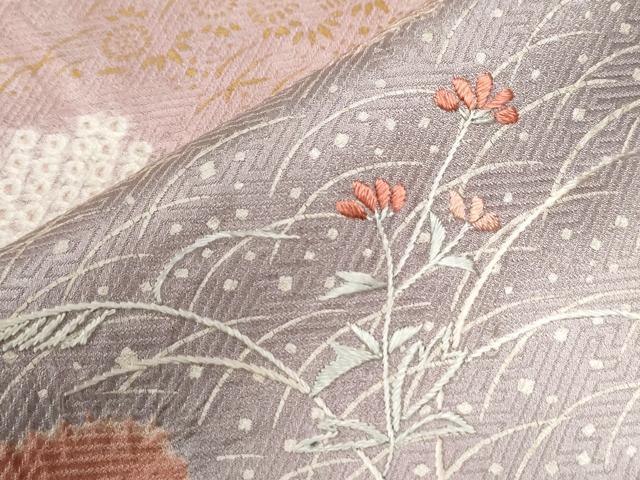 平和屋着物●訪問着 総刺繍 絞り 霞草花文 金彩 正絹 逸品 CABB4430yc