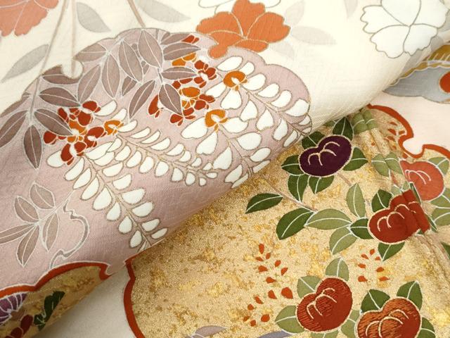 平和屋着物●訪問着 刺繍 雪輪鴛鴦草花文 暈し染め 金彩 正絹 逸品 CABB4455yc