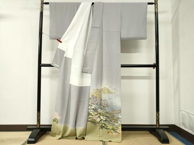平和屋着物●本加賀友禅作家 茶谷孝志 色留袖 遠山帆船浜松花文 暈し染め 正絹 逸品 CABB4469yc