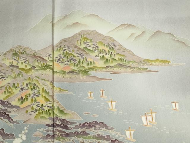 平和屋着物●本加賀友禅作家 茶谷孝志 色留袖 遠山帆船浜松花文 暈し染め 正絹 逸品 CABB4469yc
