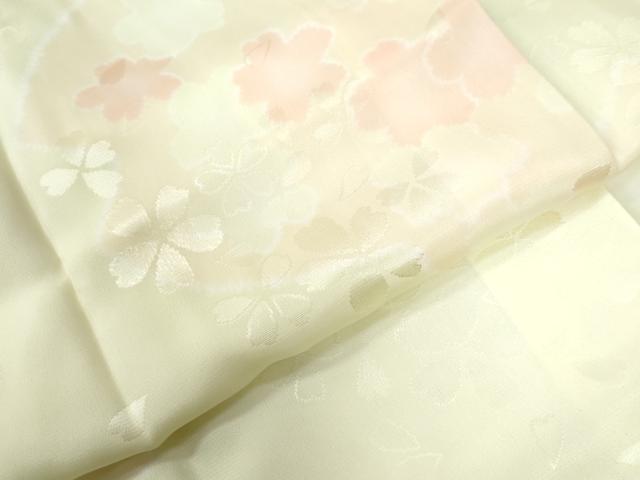 平和屋着物●振袖用長襦袢 無双仕立て 舞桜地紋 暈し染め 半衿刺繍 正絹 逸品 未使用 CABB4489yc