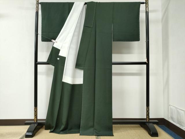 平和屋着物●上質な色無地 吉祥地紋 鉄色 正絹 逸品 未使用 CABB4503yc
