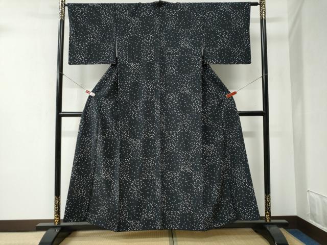 平和屋着物●上質な小紋 霰文 黒地 正絹 逸品 CABB4509yc